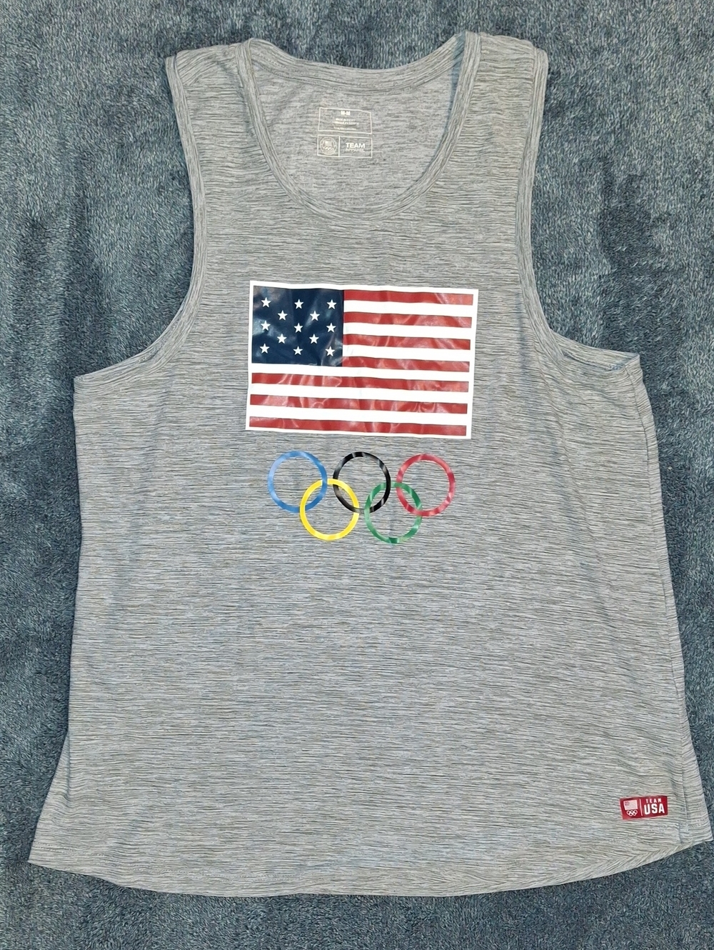 Team Apparel USA Flag Olympic Rings Gray Tank Top